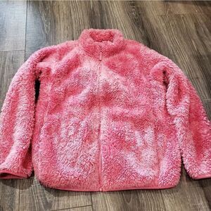 Girls Uniqlo Jacket Size 11-12 Kids Fluffy Pink Jacket